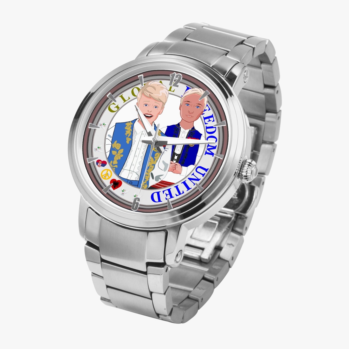 GLOBAL FREEDOM UNITED© New Steel Strap Automatic Watch (With Indicators) Men Albania & Serbia