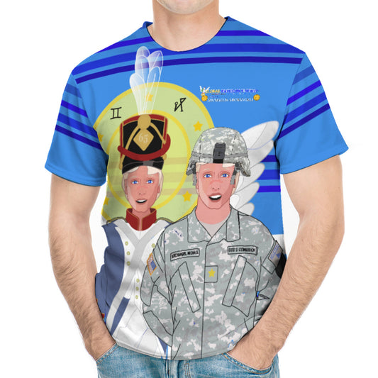Men´s T-shirt  GLOBAL FREEDOM UNITED© Archangel Michael In Latin V3 Deep Blue
