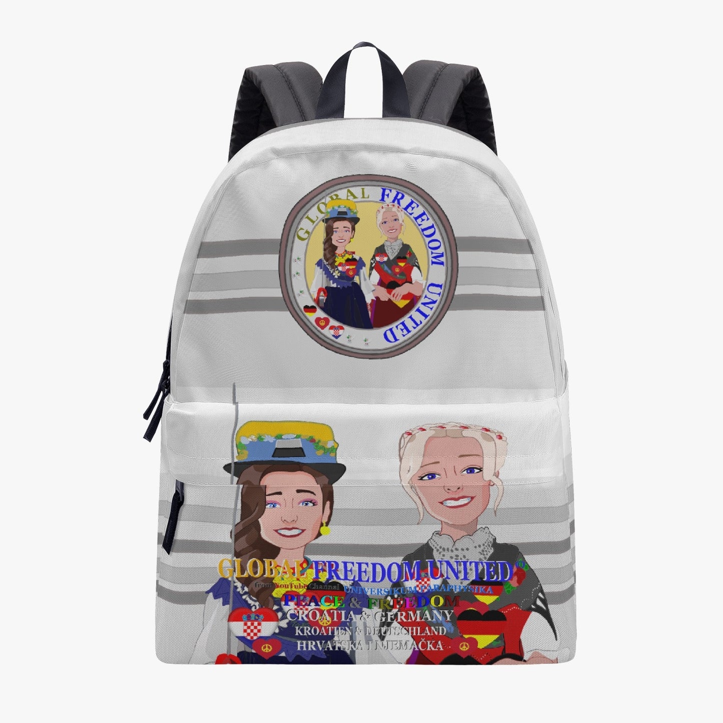 GLOBAL FREEDOM UNITED© Women Croatia & Germany GREY All-over-print Canvas Backpack