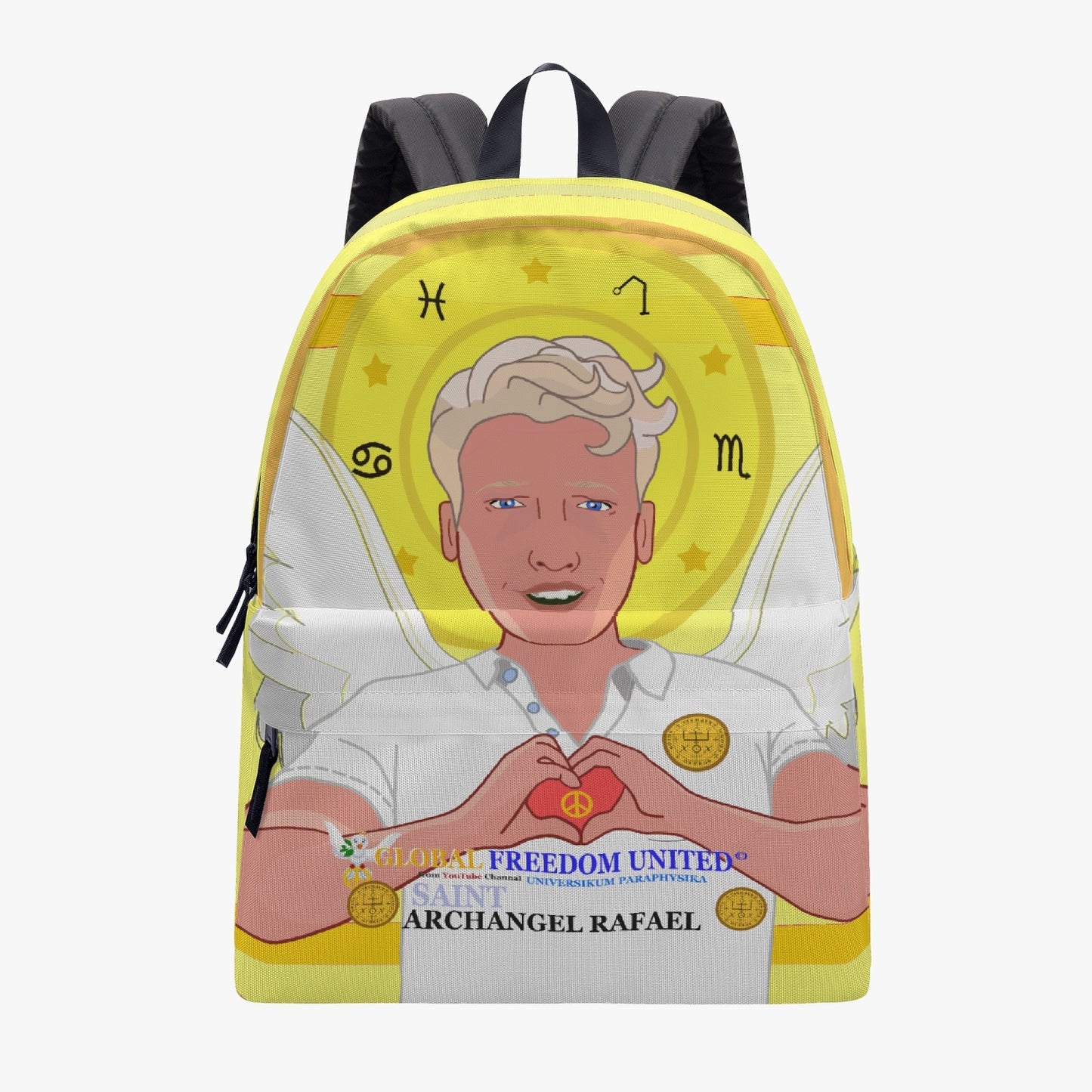 GLOBAL FREEDOM UNITED© Archangel Rafael English Yellow - All-over-print Canvas Backpack