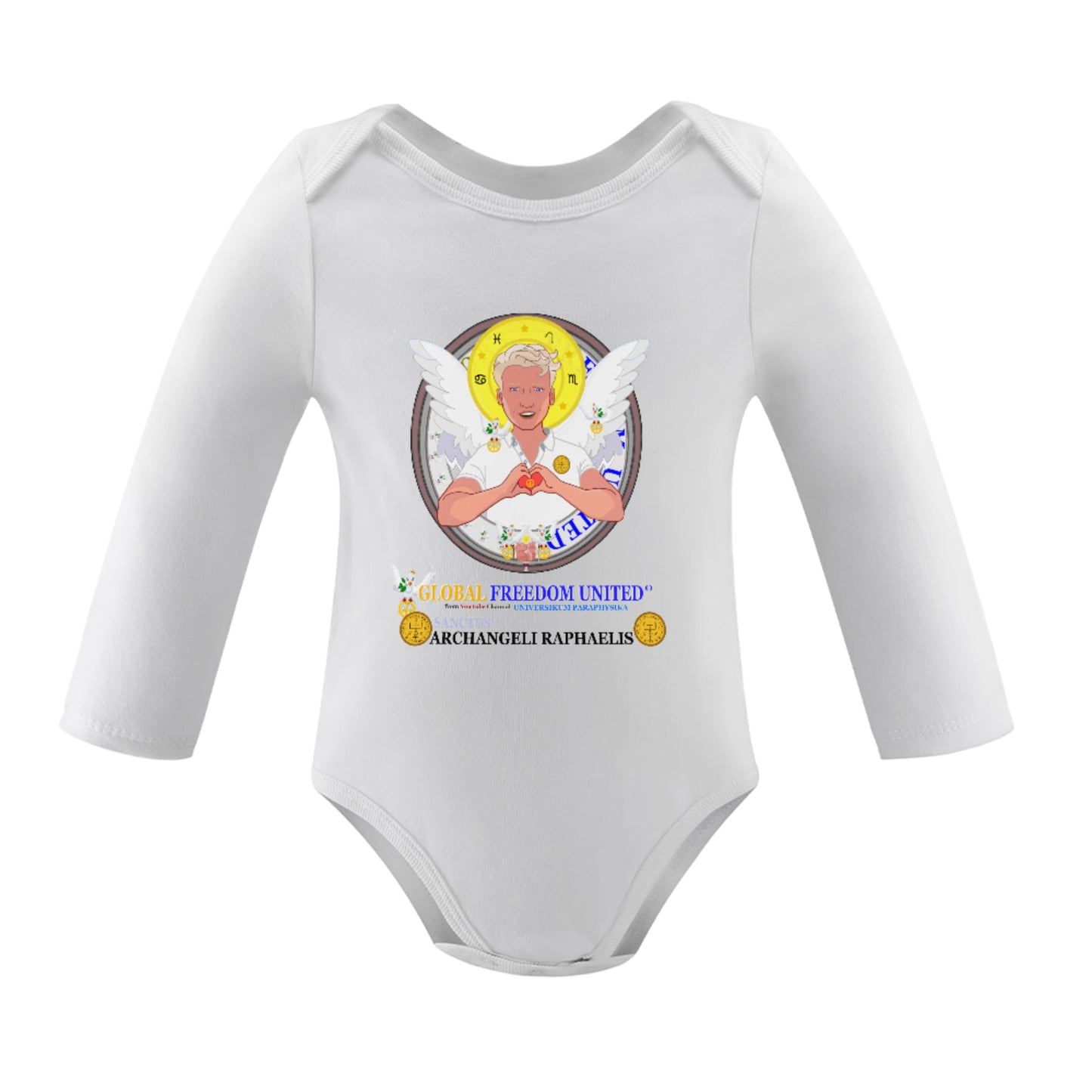 Baby Long-sleeve Bodysuit Global Freedom United© Archangel Rafael Old Latin