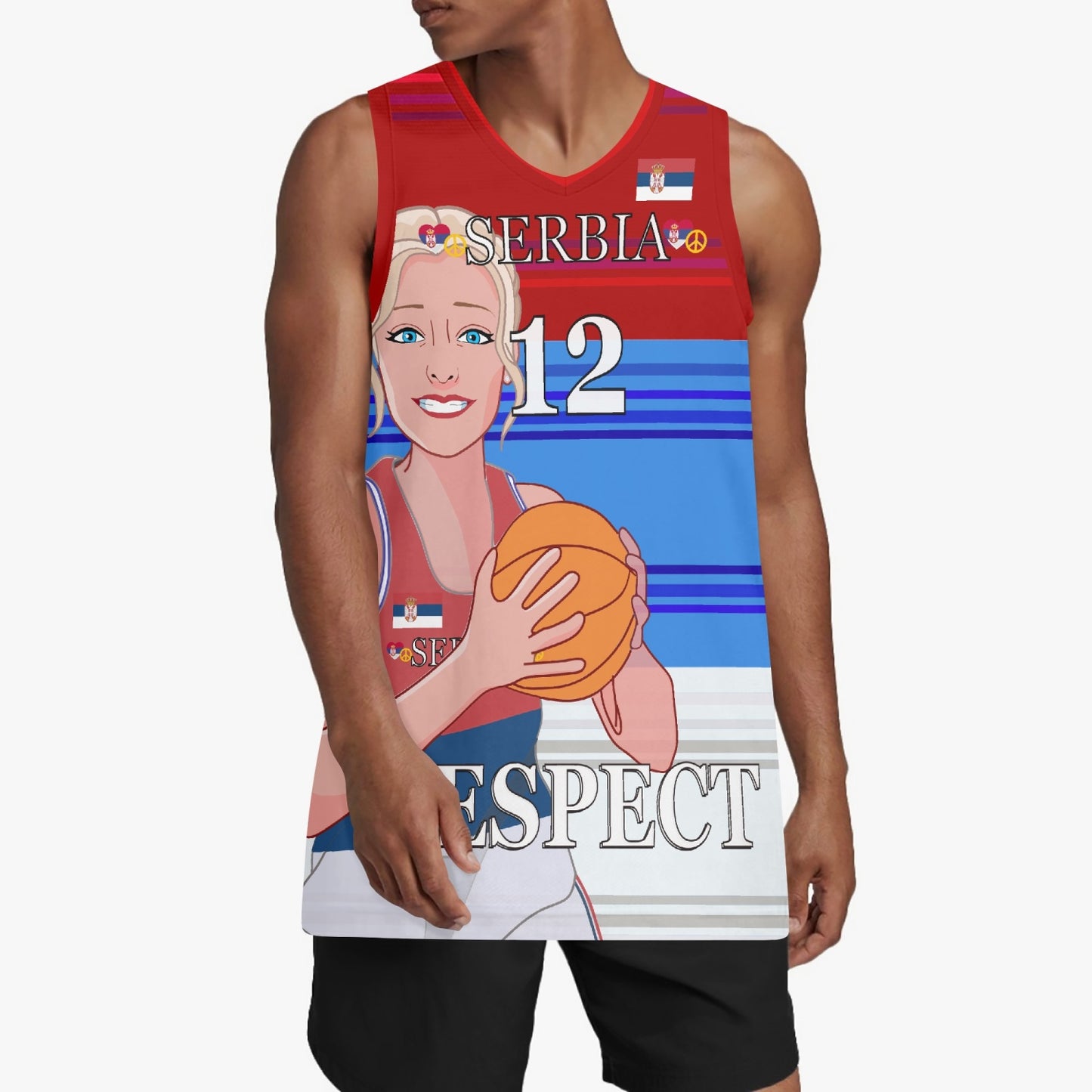 Basketball Jersey GLOBAL FREEDOM UNITED COUPLE EDITION WOMEN SERBIA v1 12