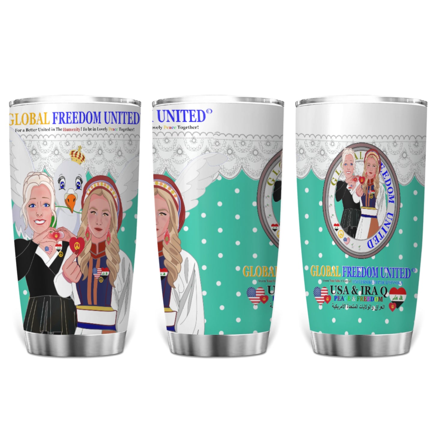 Tumbler GLOBAL FREEDOM UNITED© Women Iraq & USA Green