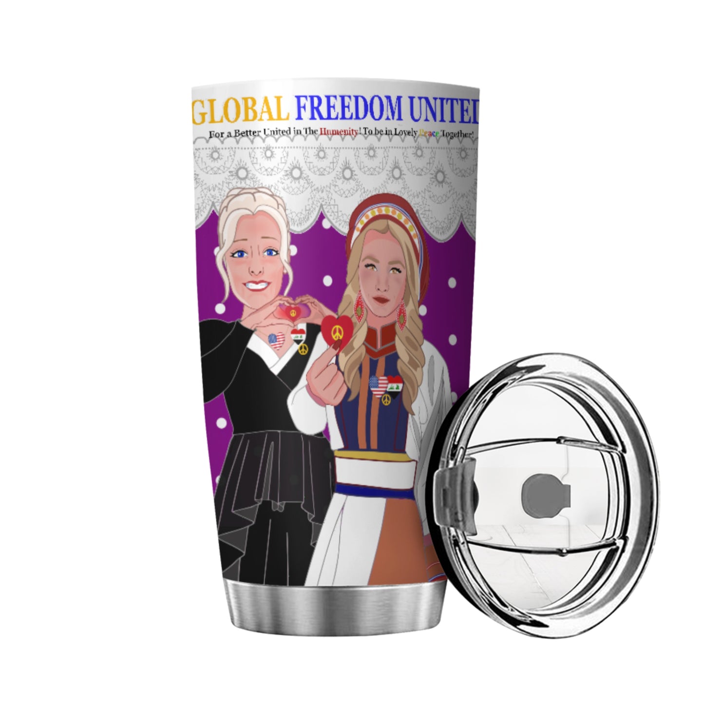 Tumbler GLOBAL FREEDOM UNITED© Women Iraq & USA Lilac