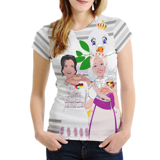 Women´s T-shirt 1 GLOBAL FREEDOM UNITED© Women Palestina & Germany Grey