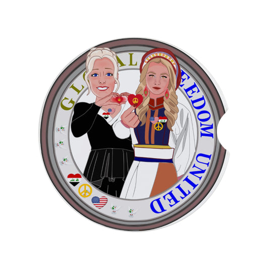 Ceramic Car Coaster GLOBAL FREEDOM UNITED© Women Iraq & USA