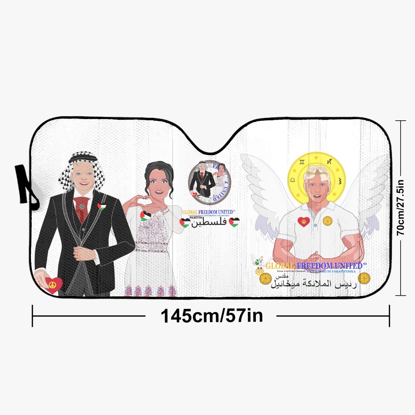 GLOBAL FREEDOM UNITED© Couple Palestina  Car Windshield Sun Shade