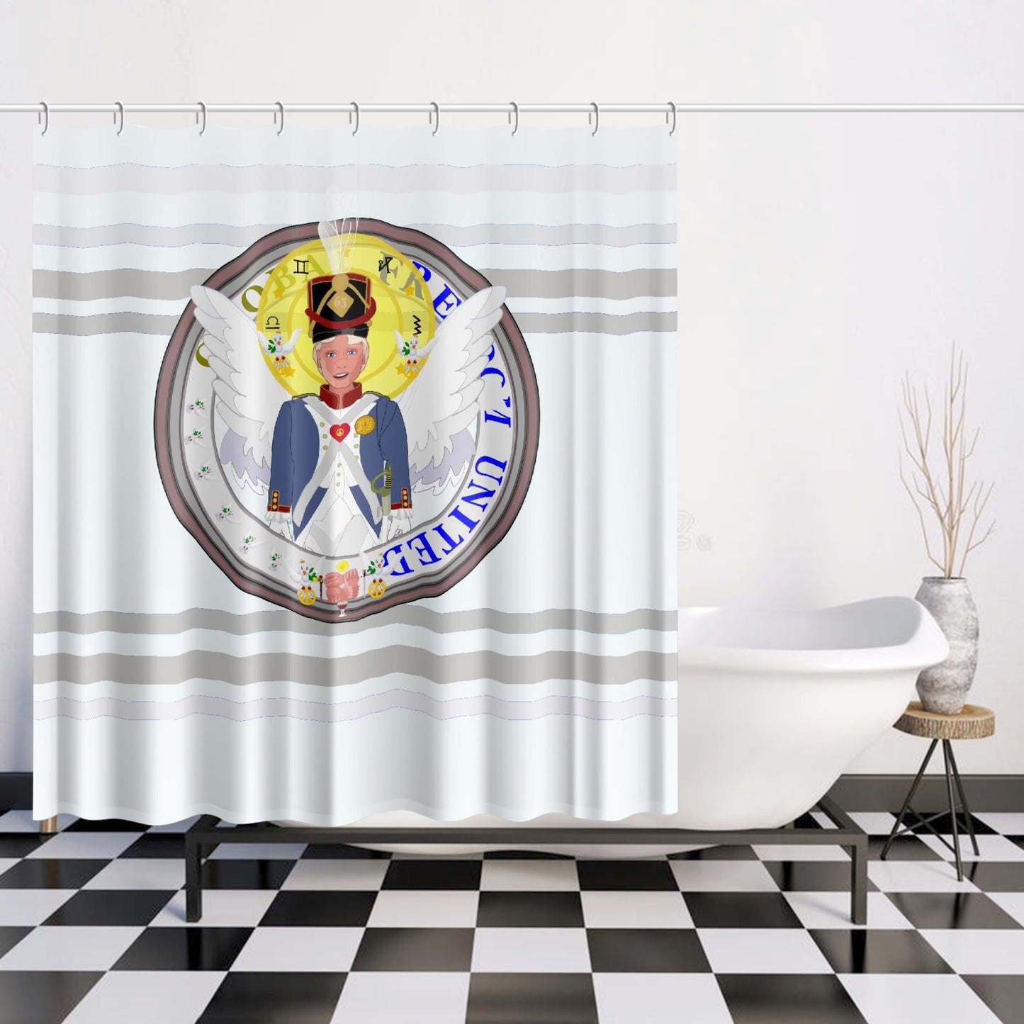 Quick-drying Shower Curtain GLOBAL FREEDOM UNITED© Archangel Michael Version 3 Wight