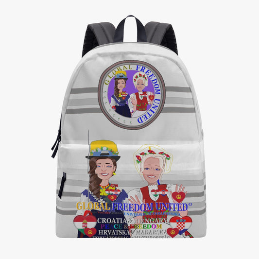 GLOBAL FREEDOM UNITED WOMEN CROATIA & HUNGARIA OLD PEACE  GREY All-over-print Canvas Backpack