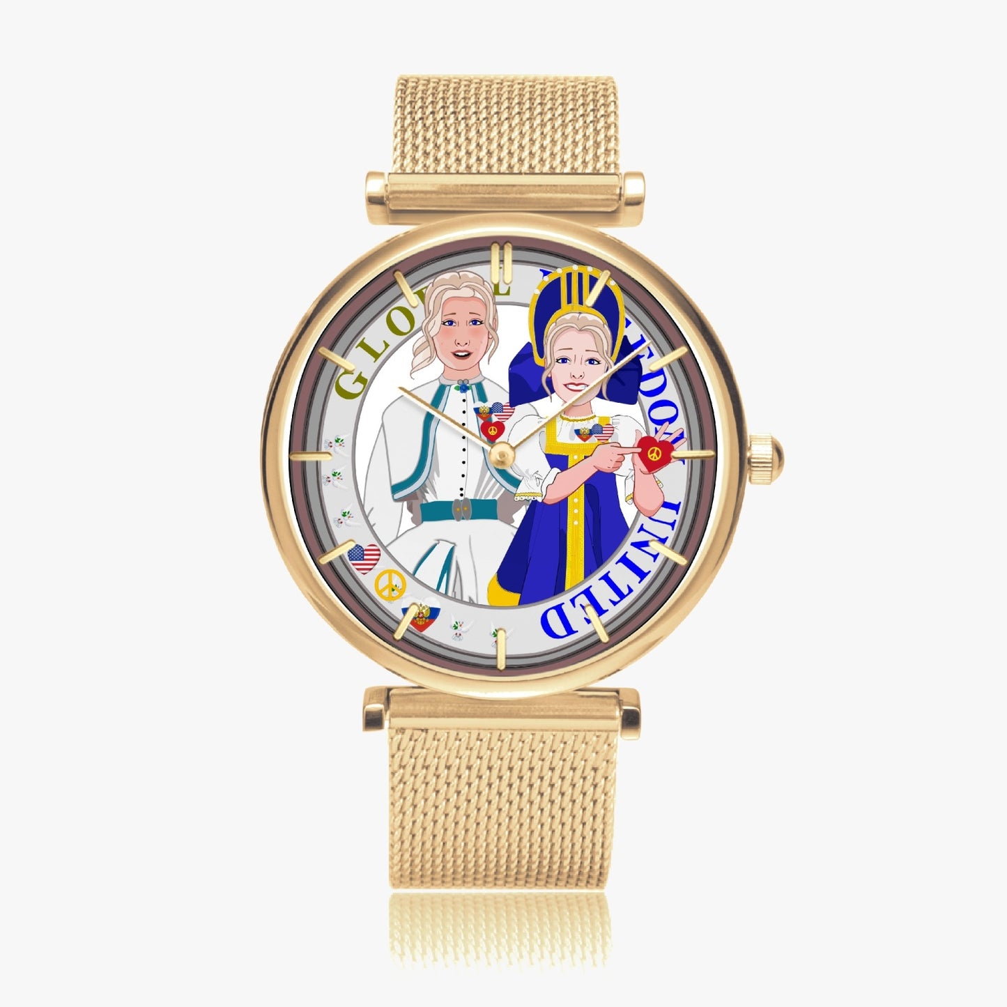 GLOBAL FREEDOM UNITED© New Stylish Ultra-Thin Quartz Watch (With Indicators) Women USA & Russia