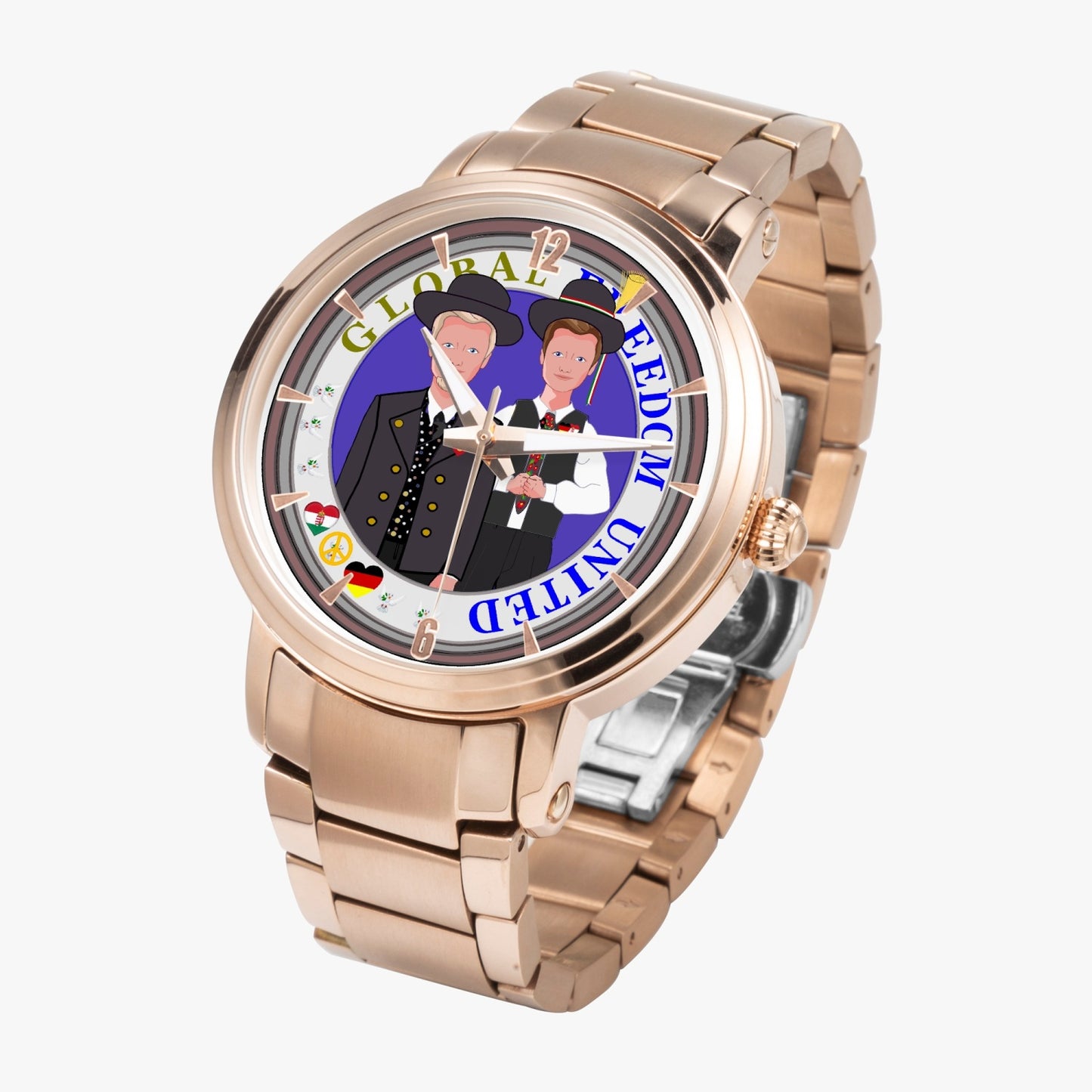 GLOBAL FREEDOM UNITED© New Steel Strap Automatic Watch (With Indicators) Men Germany & Hungary