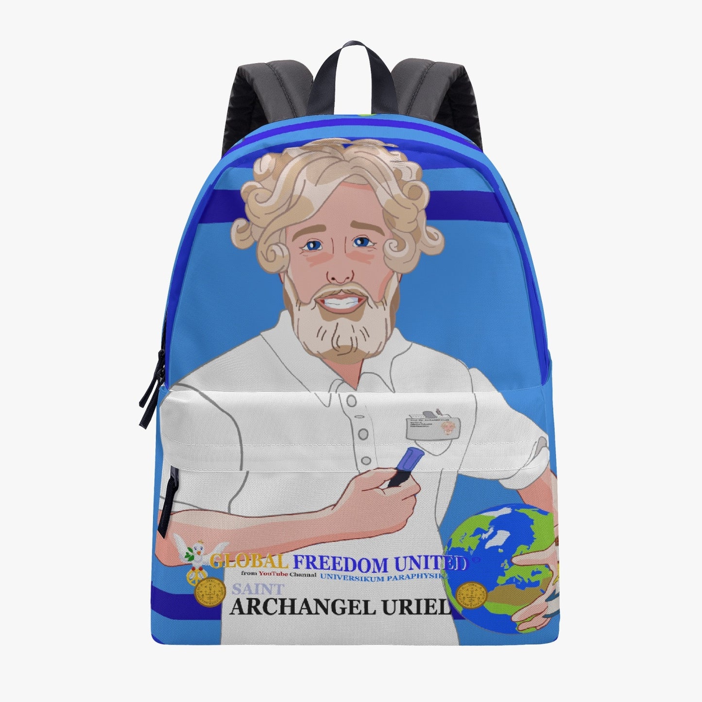GLOBAL FREEDOM UNITED© Archangel Uriel SPECIAL LESSONS English Deep Blue - All-over-print Canvas Backpack