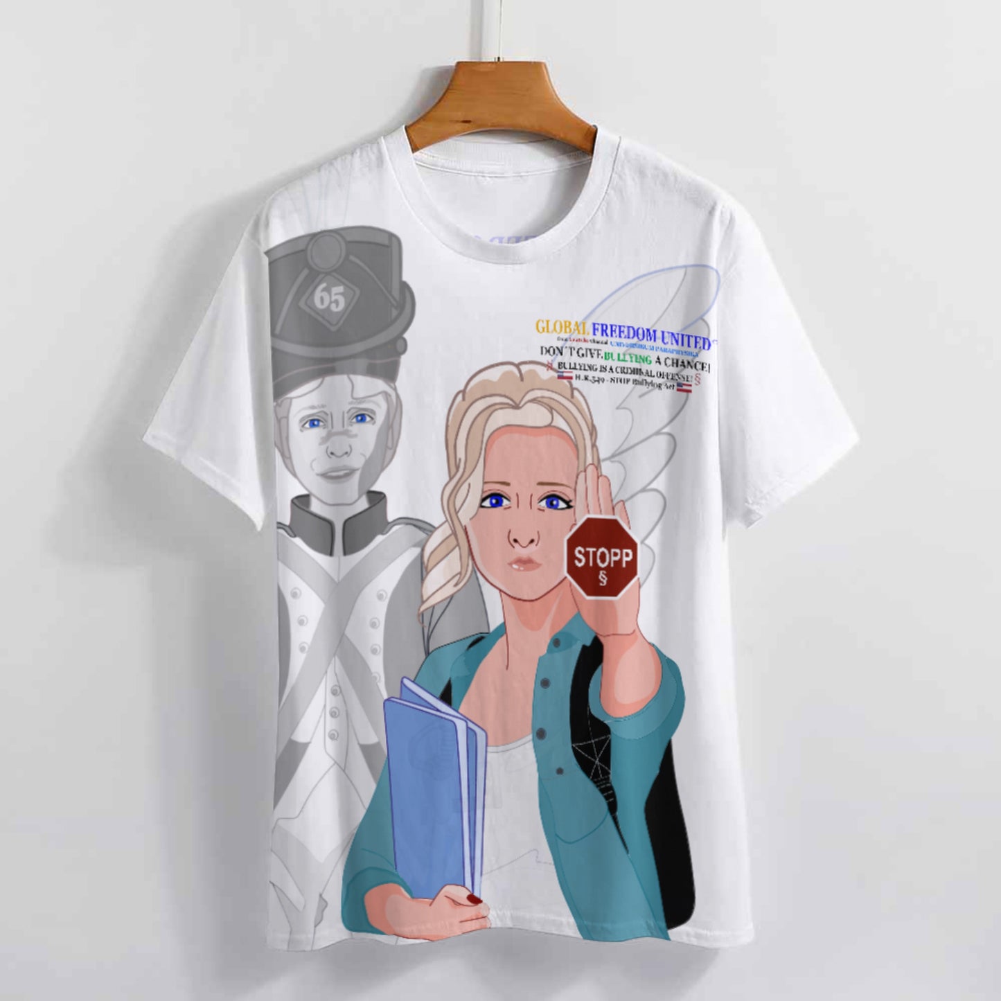 Women´s T-shirt GLOBAL FREEDOM UNITED© Anti Bullying Wight USA
