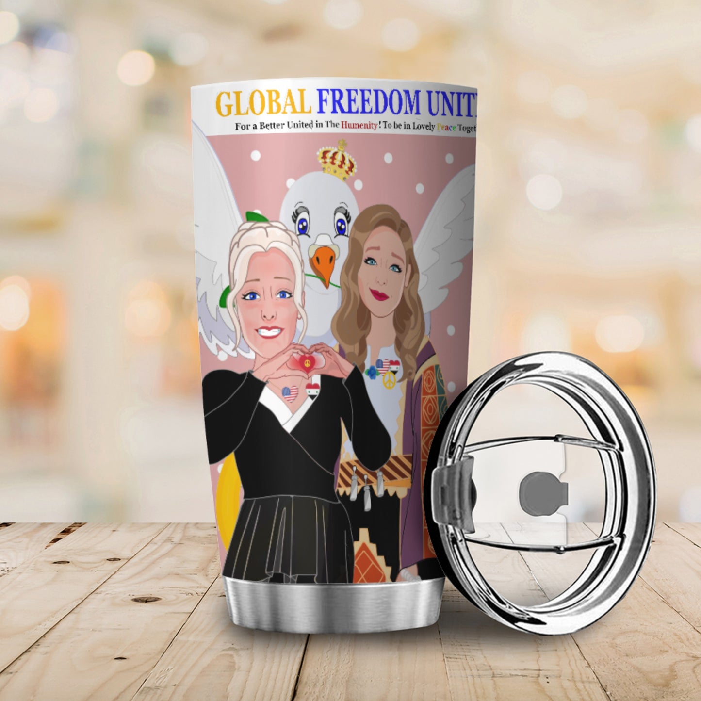 Tumbler GLOBAL FREEDOM UNITED© Women Syria & USA Pink