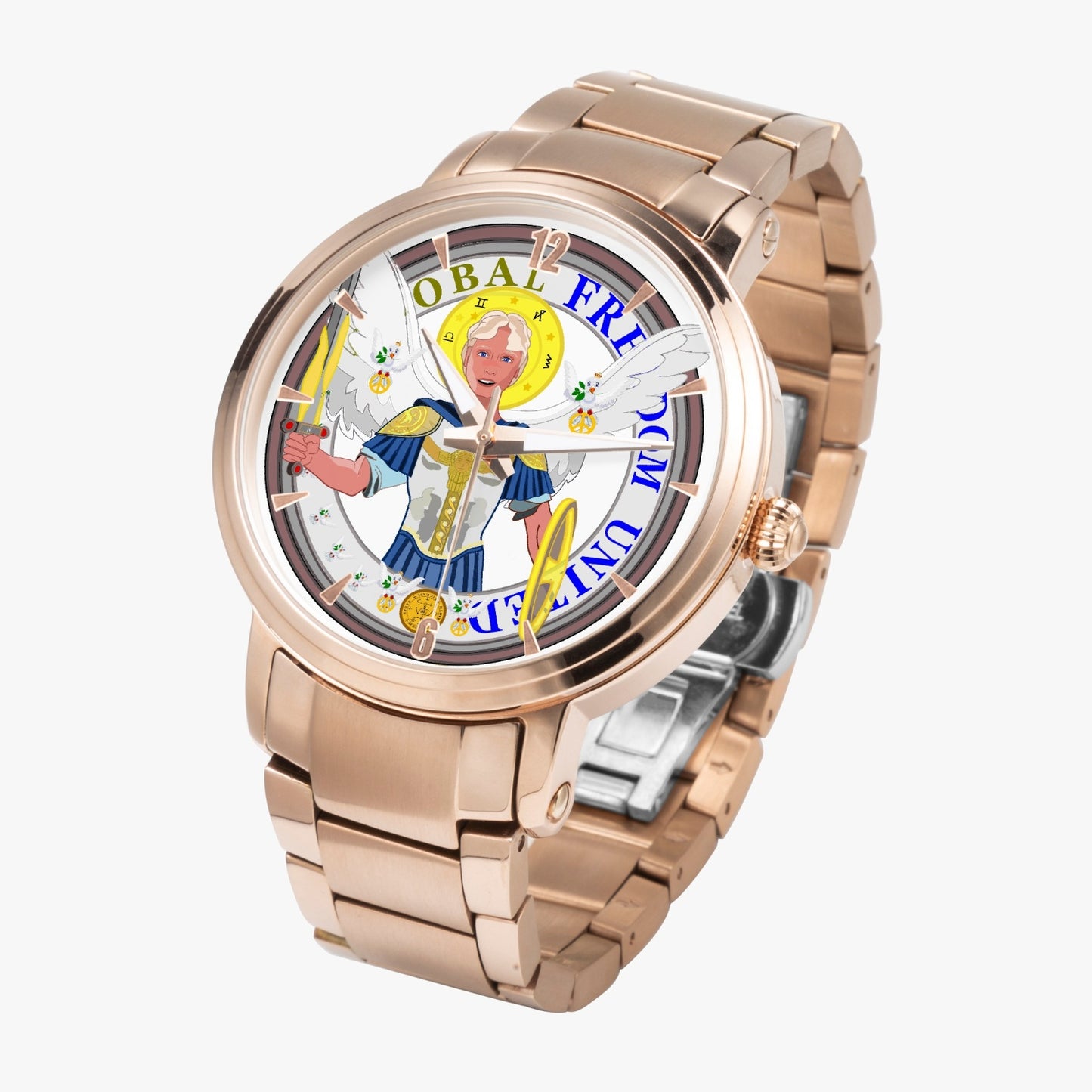 New Steel Strap Automatic Watch (With Indicators) GLOBAL FREEDOM UNITED ARCHANGEL MICHAEL NO1