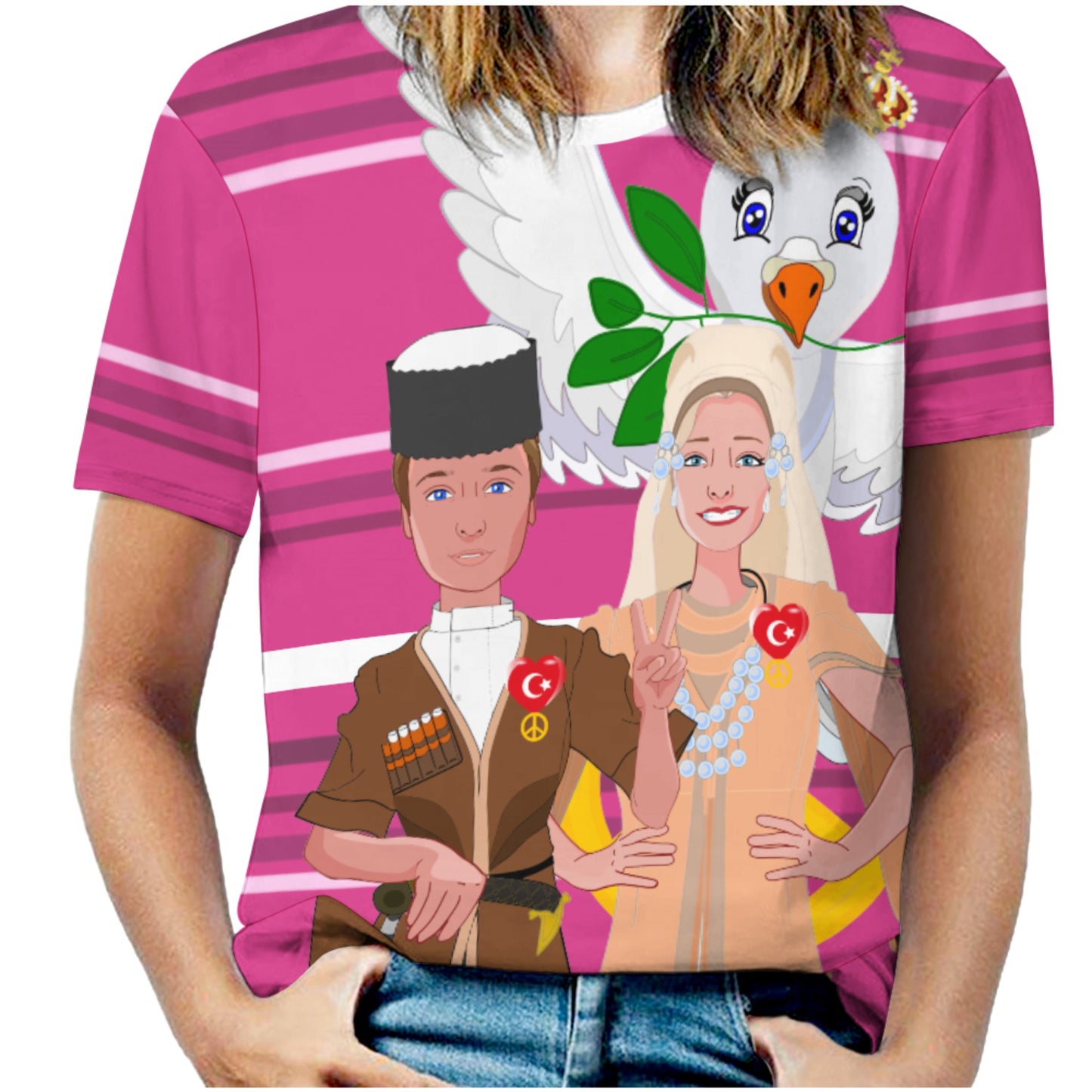 Women´s T-shirt GLOBAL FREEDOM UNITED© Couple Turkey Pink2