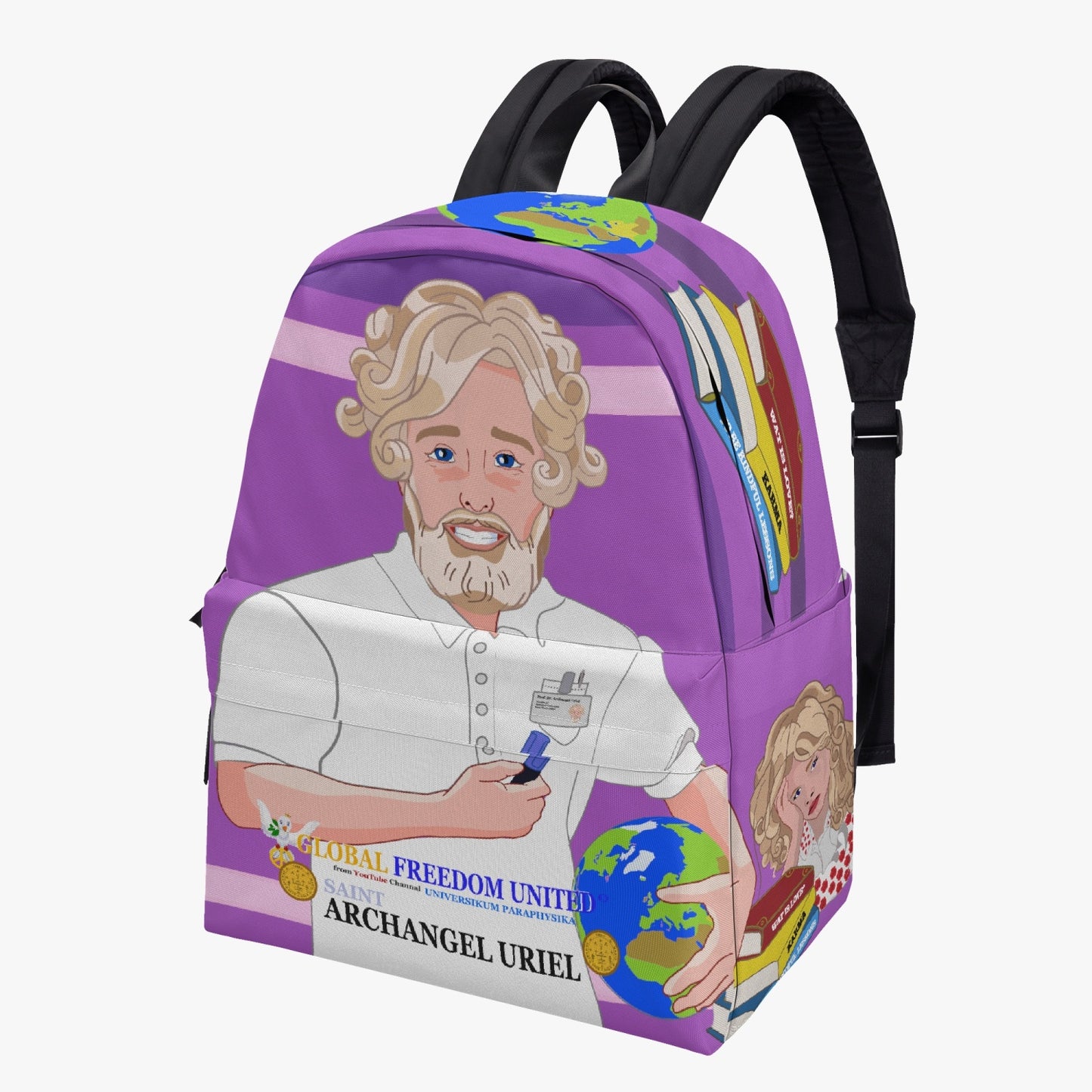 GLOBAL FREEDOM UNITED© Archangel Uriel SPECIAL LESSONS English Lilac - All-over-print Canvas Backpack