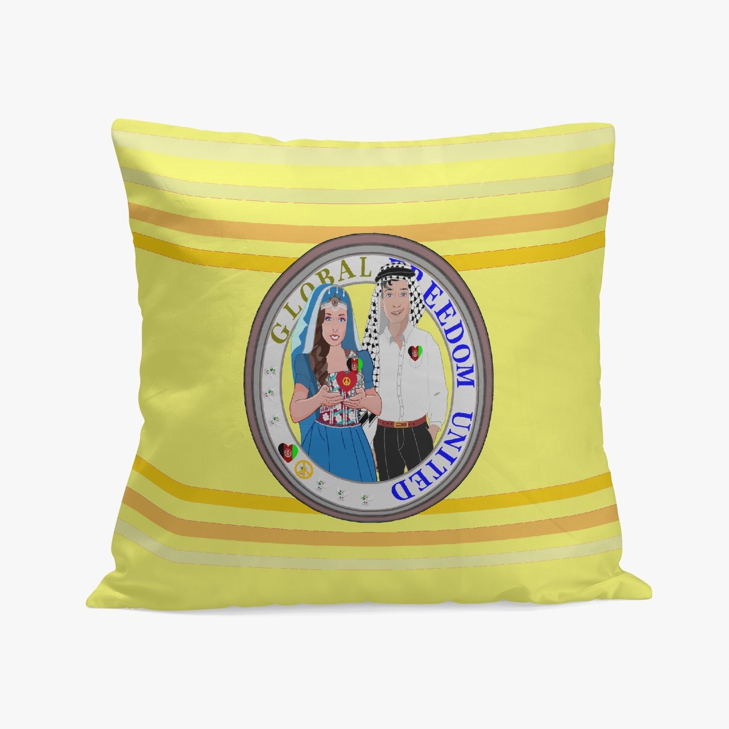 GLOBAL FREEDOM UNITED© Couple Afghanistan 18'' Square Pillow Cover