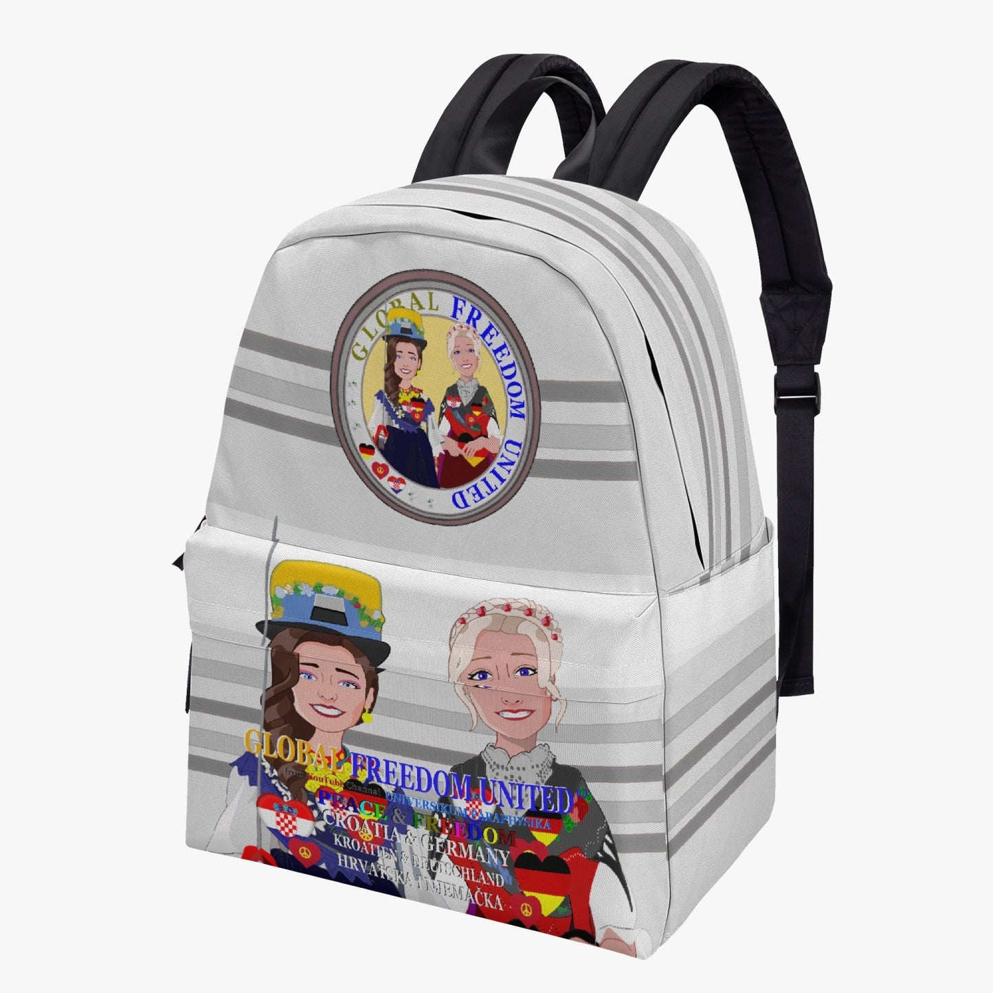 GLOBAL FREEDOM UNITED© Women Croatia & Germany GREY All-over-print Canvas Backpack