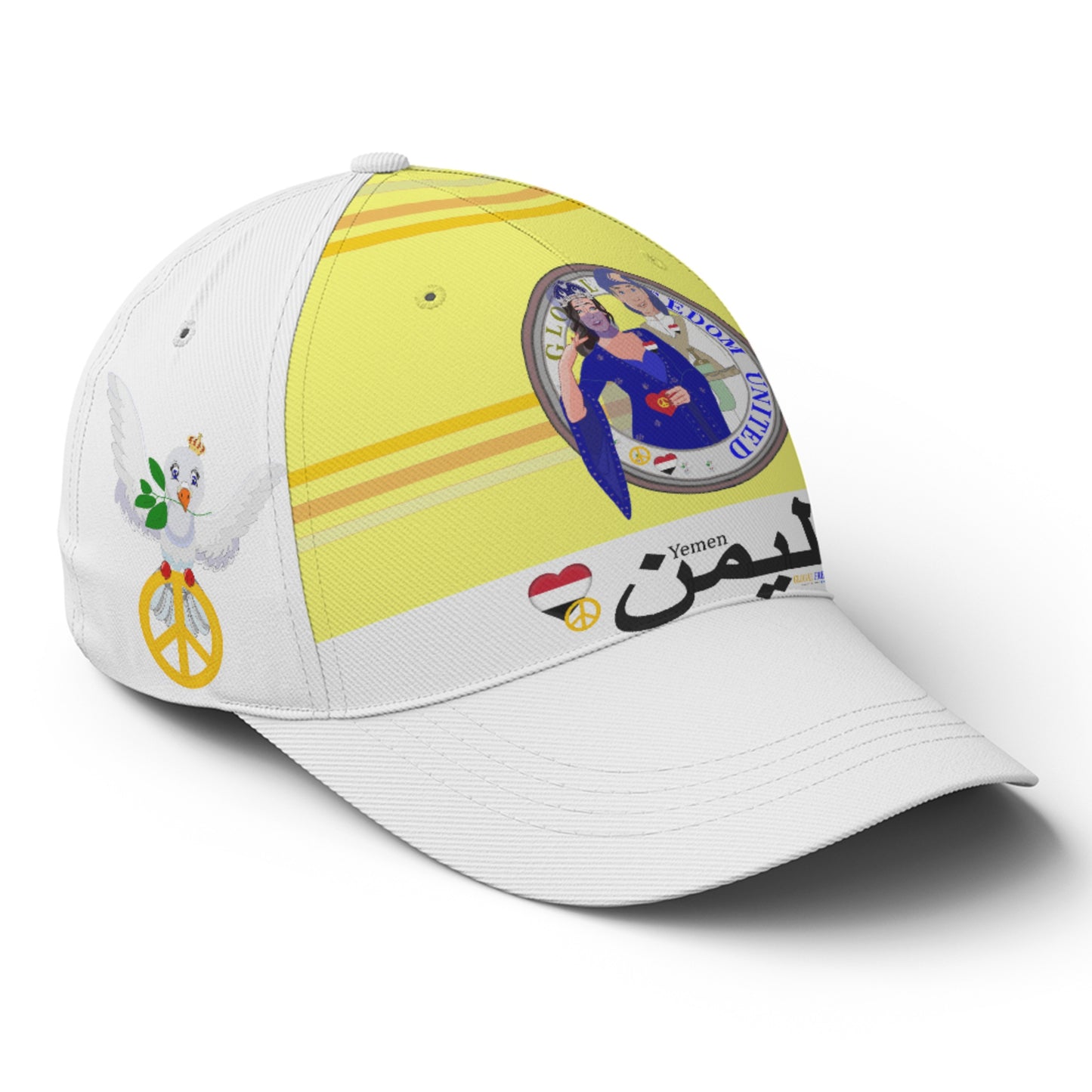 Basketball Cap GLOBAL FREEDOM UNITED© Couple Yemen Yellow