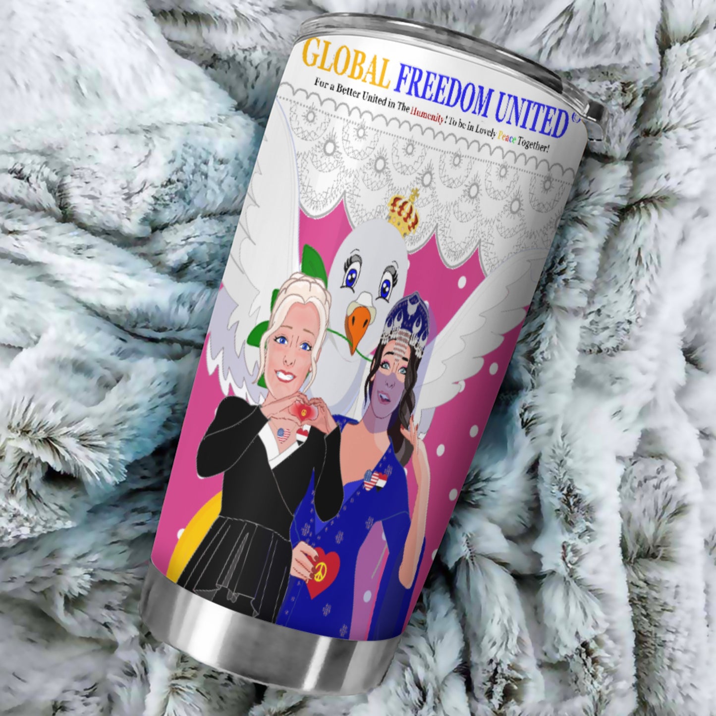 Tumbler GLOBAL FREEDOM UNITED© Women Yemen & USA  Pink2