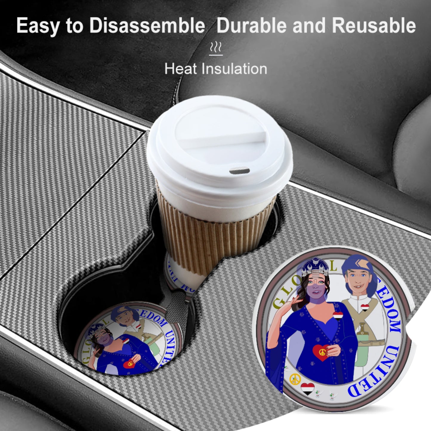 Ceramic Car Coaster GLOBAL FREEDOM UNITED© Couple Yemen