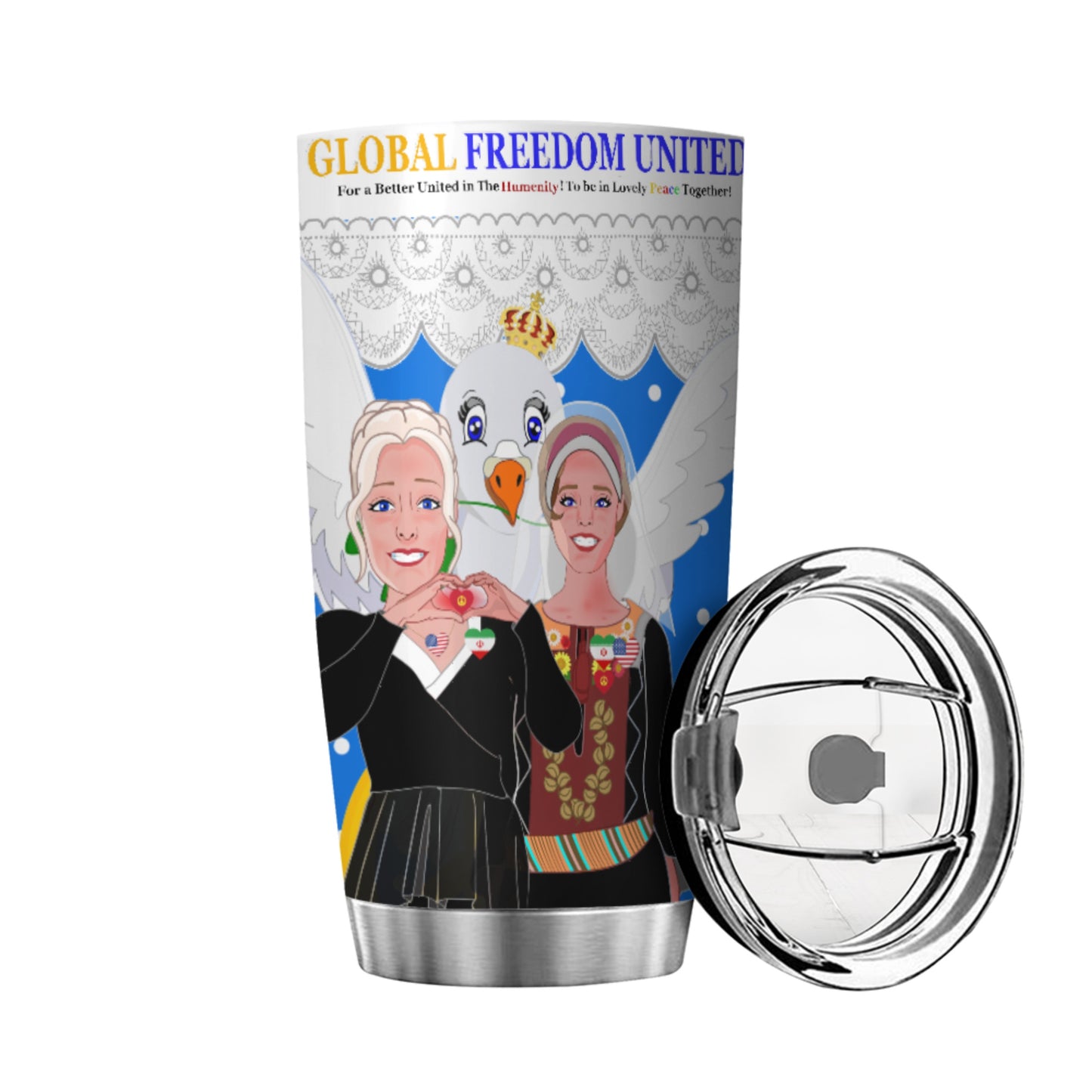 Tumbler GLOBAL FREEDOM UNITED© Women Iran & USA Blue