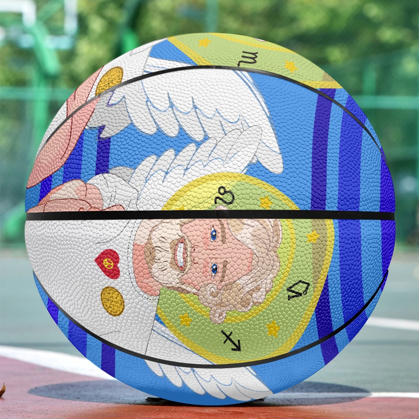Basketball - Eight - Panel Printed GLOBAL FREEDOM UNITED© 4 ARCHANGELS DEEP BLUE