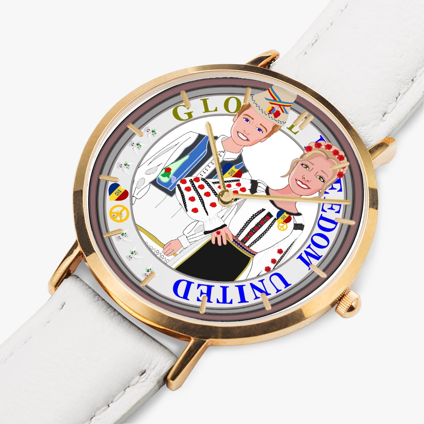 Hot Selling Ultra-Thin Leather Strap Quartz Watch (Rose Gold With Indicators) GLOBAL FREEDOM UNITED© Couple Romania