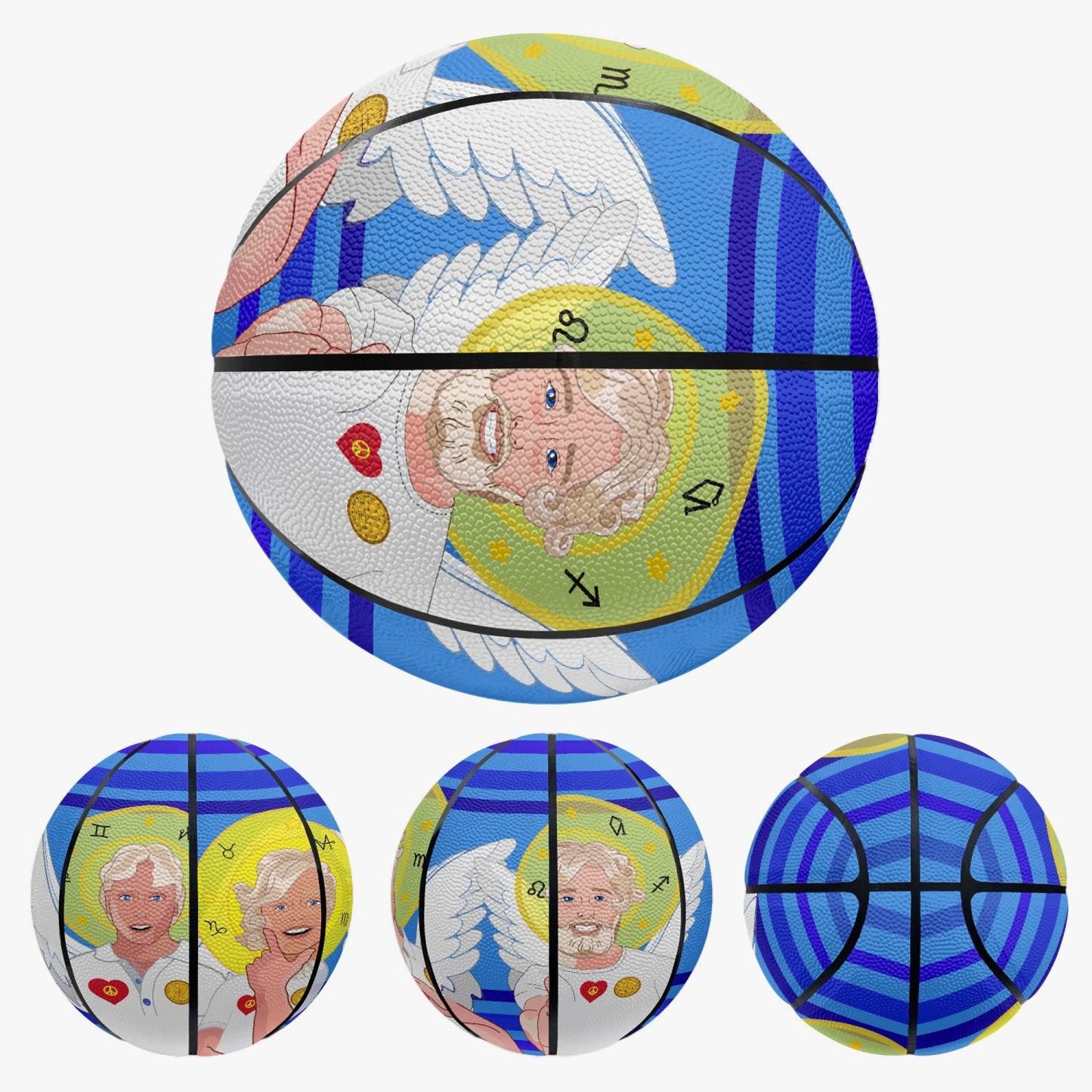 Basketball - Eight - Panel Printed GLOBAL FREEDOM UNITED© 4 ARCHANGELS DEEP BLUE