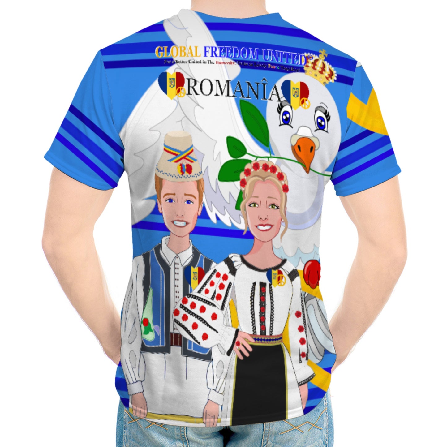 Men´s T-shirt GLOBAL FREEDOM UNITED© Couple Romania Deep Blue