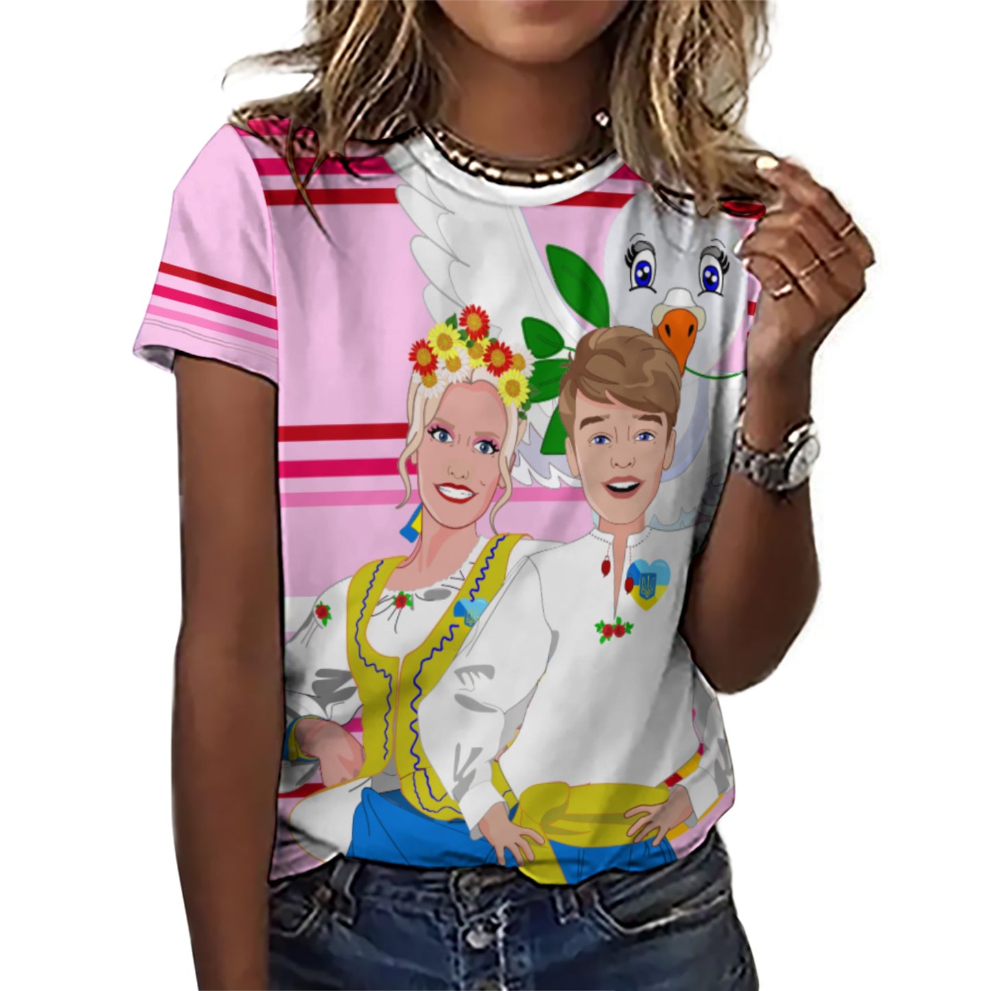 Women´s T-shirt GLOBAL FREEDOM UNITED© Couple Ukrain Pink1