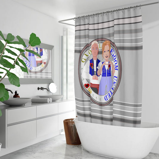 GLOBAL FREEDOM UNITED© Couple Albania Grey Quick-drying Shower Curtain