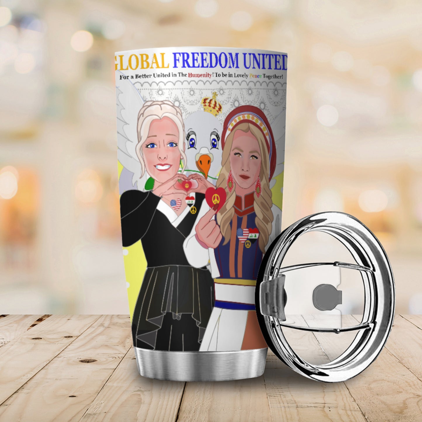 Tumbler GLOBAL FREEDOM UNITED© Women Iraq & USA Yellow