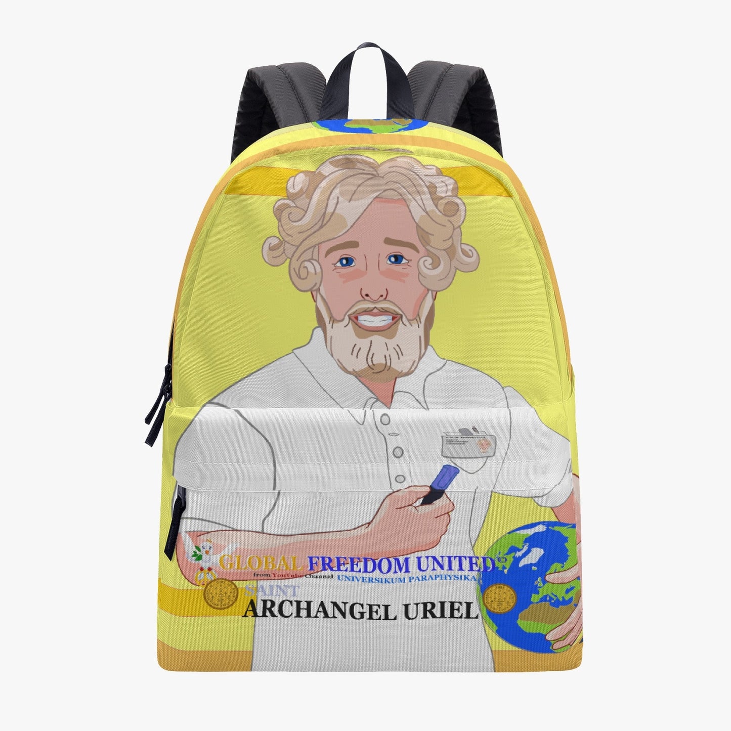 GLOBAL FREEDOM UNITED© Archangel Uriel SPECIAL LESSONS English Yellow - All-over-print Canvas Backpack