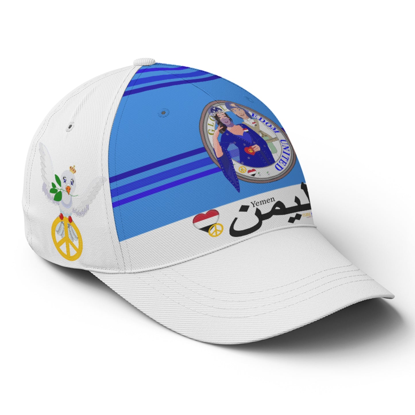 Basketball Cap GLOBAL FREEDOM UNITED© Couple Yemen Deep Blue