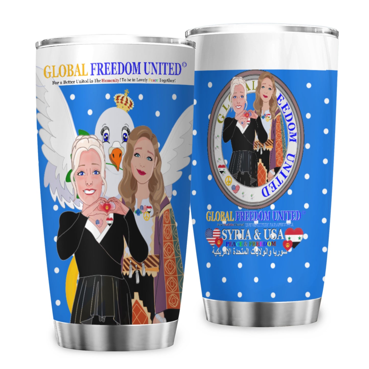 Tumbler GLOBAL FREEDOM UNITED© Women Syria & USA Blue