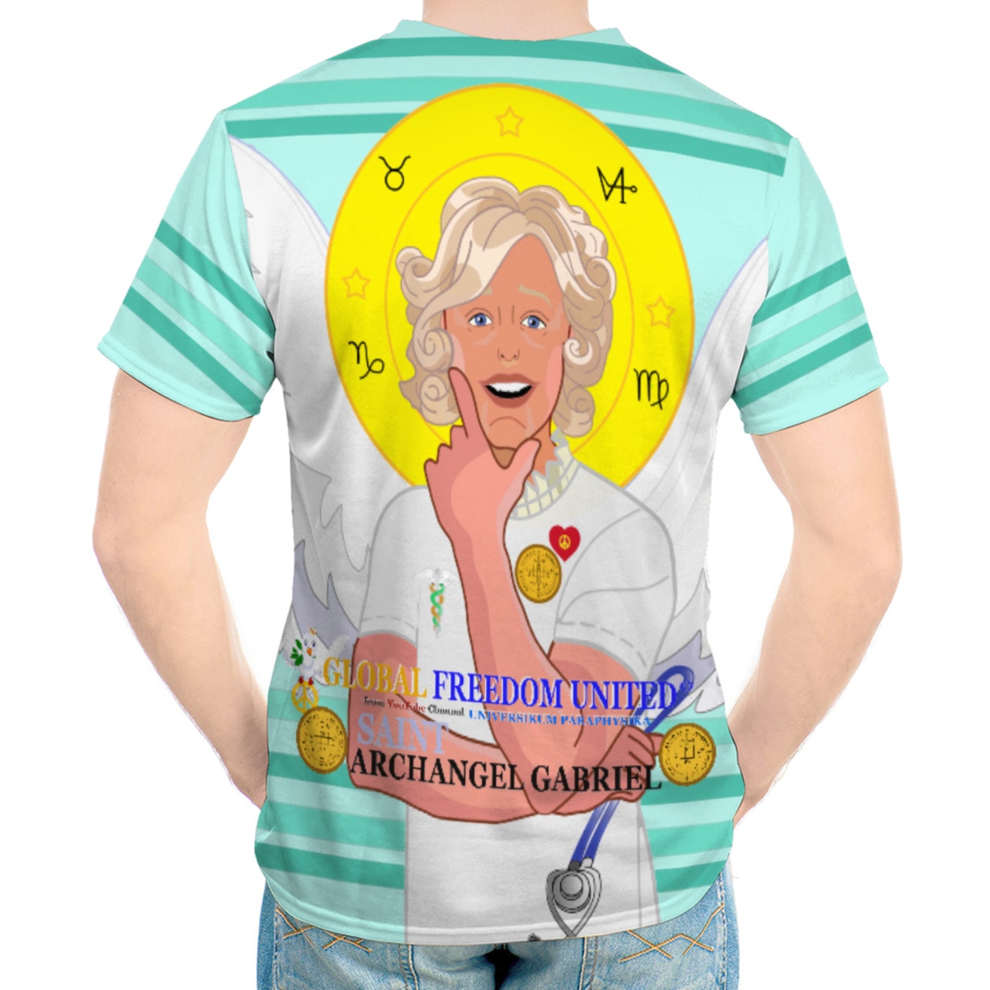 Men´s T-shirt GLOBAL FREEDOM UNITED© Archangel Gabriel English Light Green