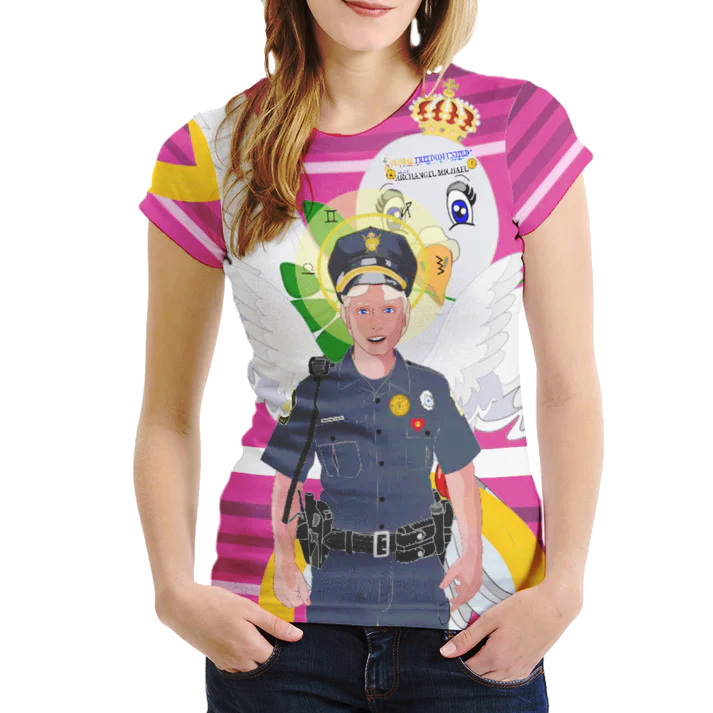 Women´s T-shirt 1 GLOBAL FREEDOM UNITED© Archangel Michael As Policemen Pink2