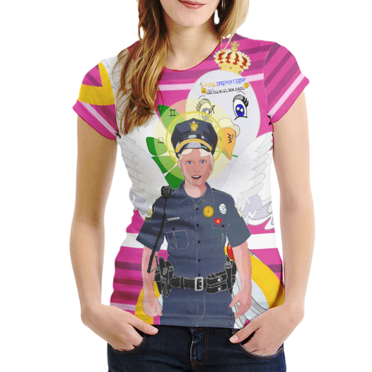 Women´s T-shirt 1 GLOBAL FREEDOM UNITED© Archangel Michael As Policemen Pink2