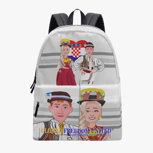 ALL OVER PRINT CANVAS BACKPACK  GLOBAL FREEDOM UNITED COUPLE CROATIA VERSION 2
