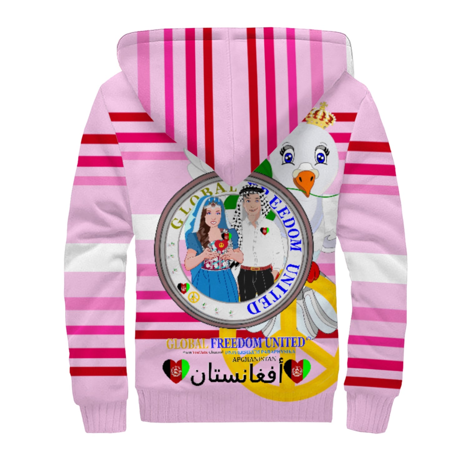 Plush Hoodie GLOBAL FREEDOM UNITED© Couple Afghanistan Pink 1