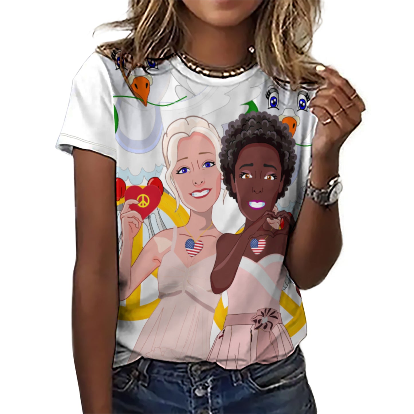 Women´s T-shirt 2 GLOBAL FREEDOM UNITED© Women Anti Racism & Fascism USA Big