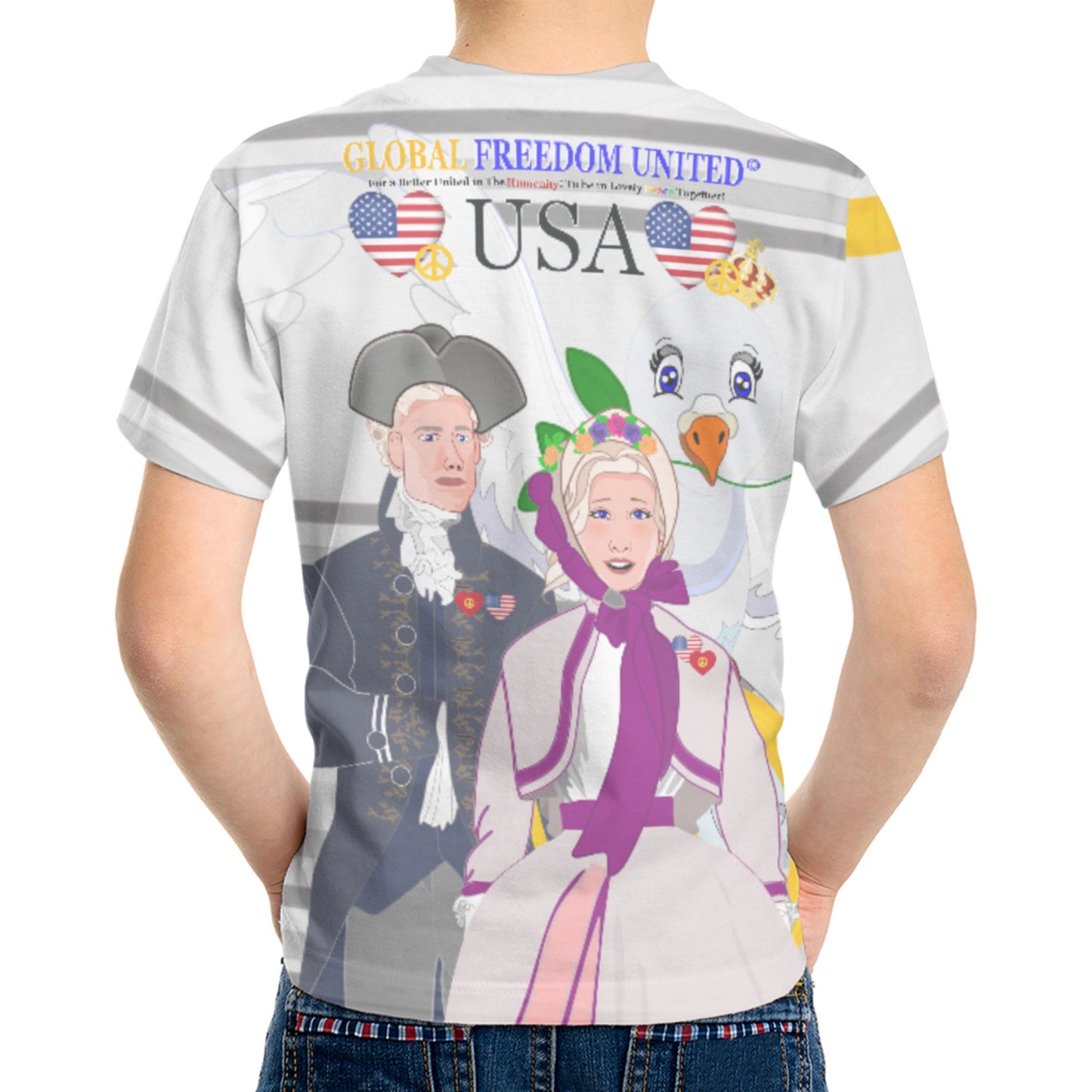 Kid´s T-shirt GLOBAL FREEDOM UNITED© Couple USA V3 Grey