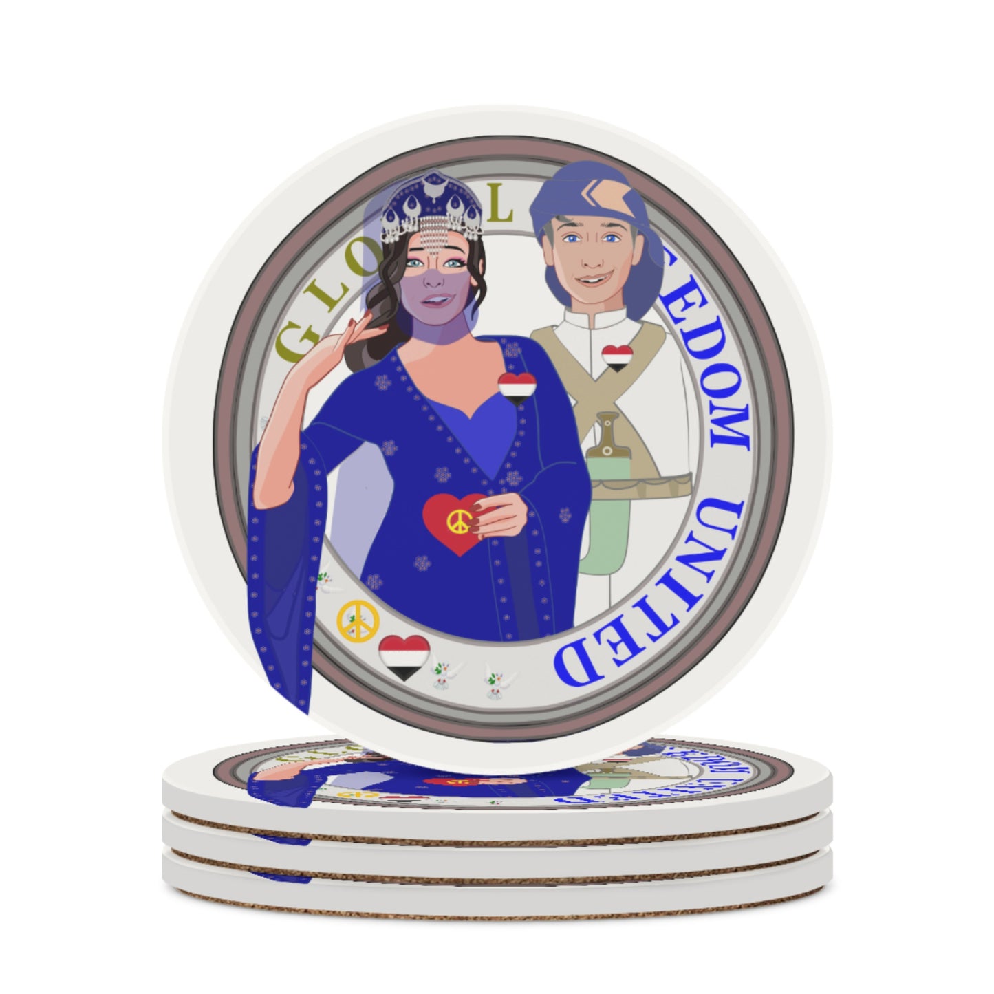 Ceramic Coasters GLOBAL FREEDOM UNITED© Couple Yemen