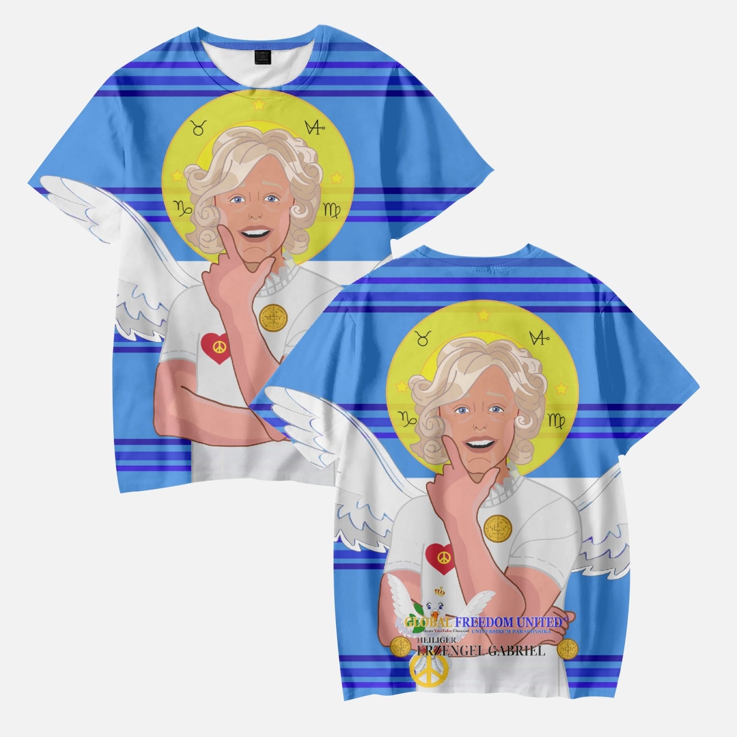 AOP Kids' Short T-Shirts GLOBAL FREEDOM UNITED© ARCHANGEL GABRIEL GERMAN DEEP BLUE
