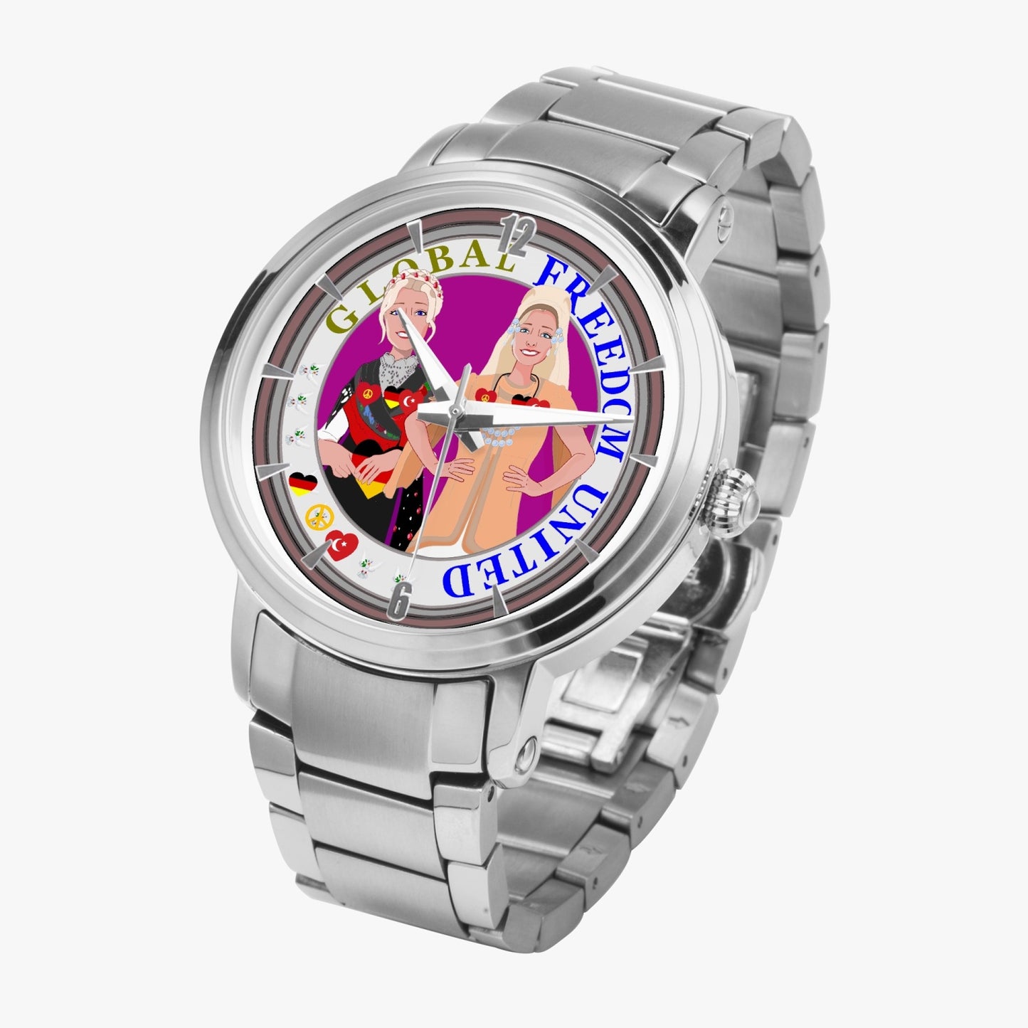 New Steel Strap Automatic Watch (With Indicators) GLOBAL FREEDOM UNITED GERMANY & TURKEY