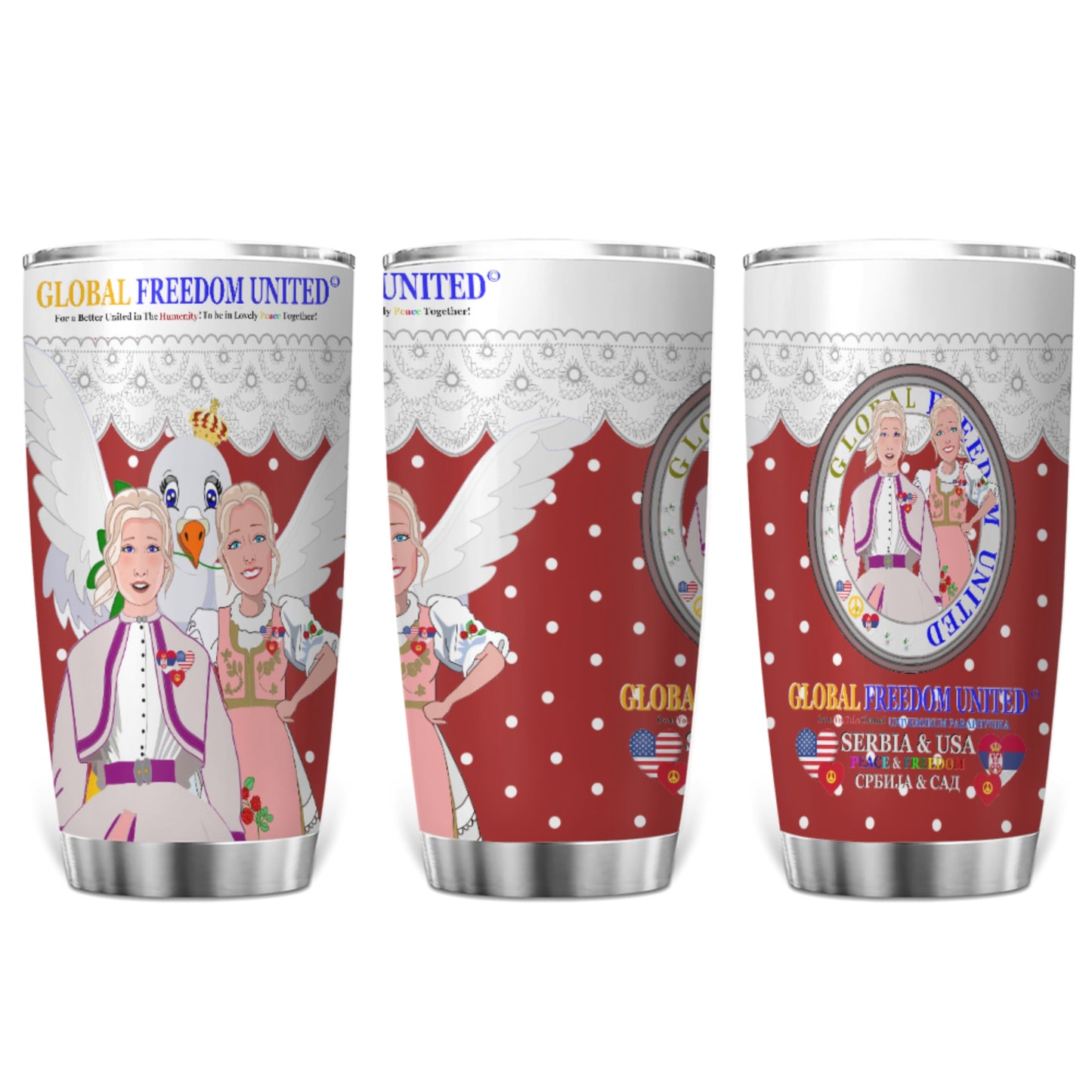Tumbler 2 GLOBAL FREEDOM UNITED© Women Serbia & USA Red