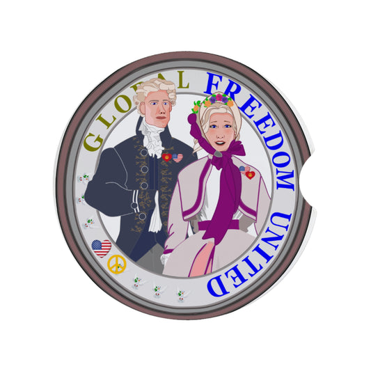 Ceramic Car Coaster GLOBAL FREEDOM UNITED© Couple USA Traditional