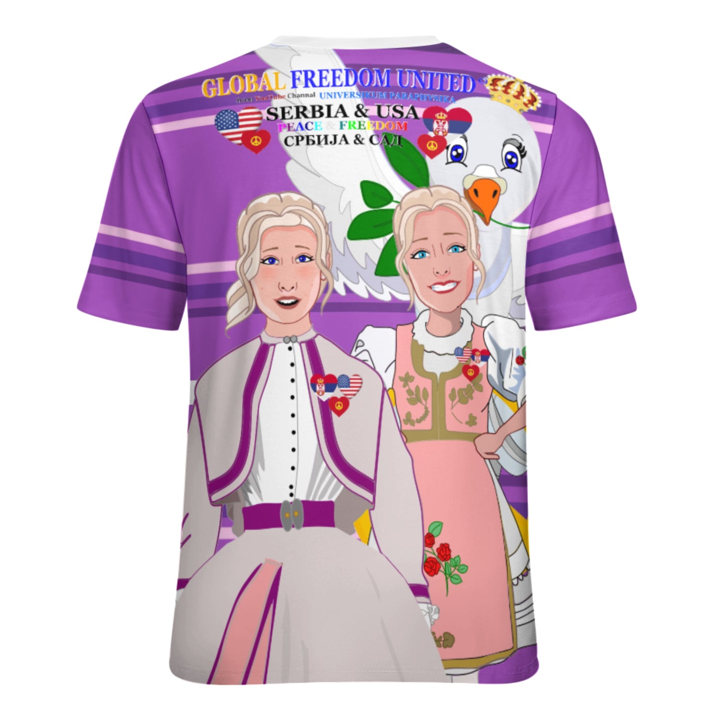 Women´s T-shirt 3 GLOBAL FREEDOM UNITED© Women Serbia & USA Lilac